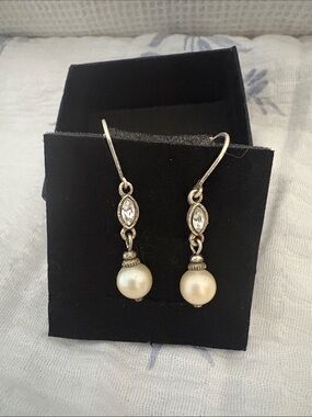 Sterling Silver Cultured Pearl Drop Earrings - Ivory Pearls